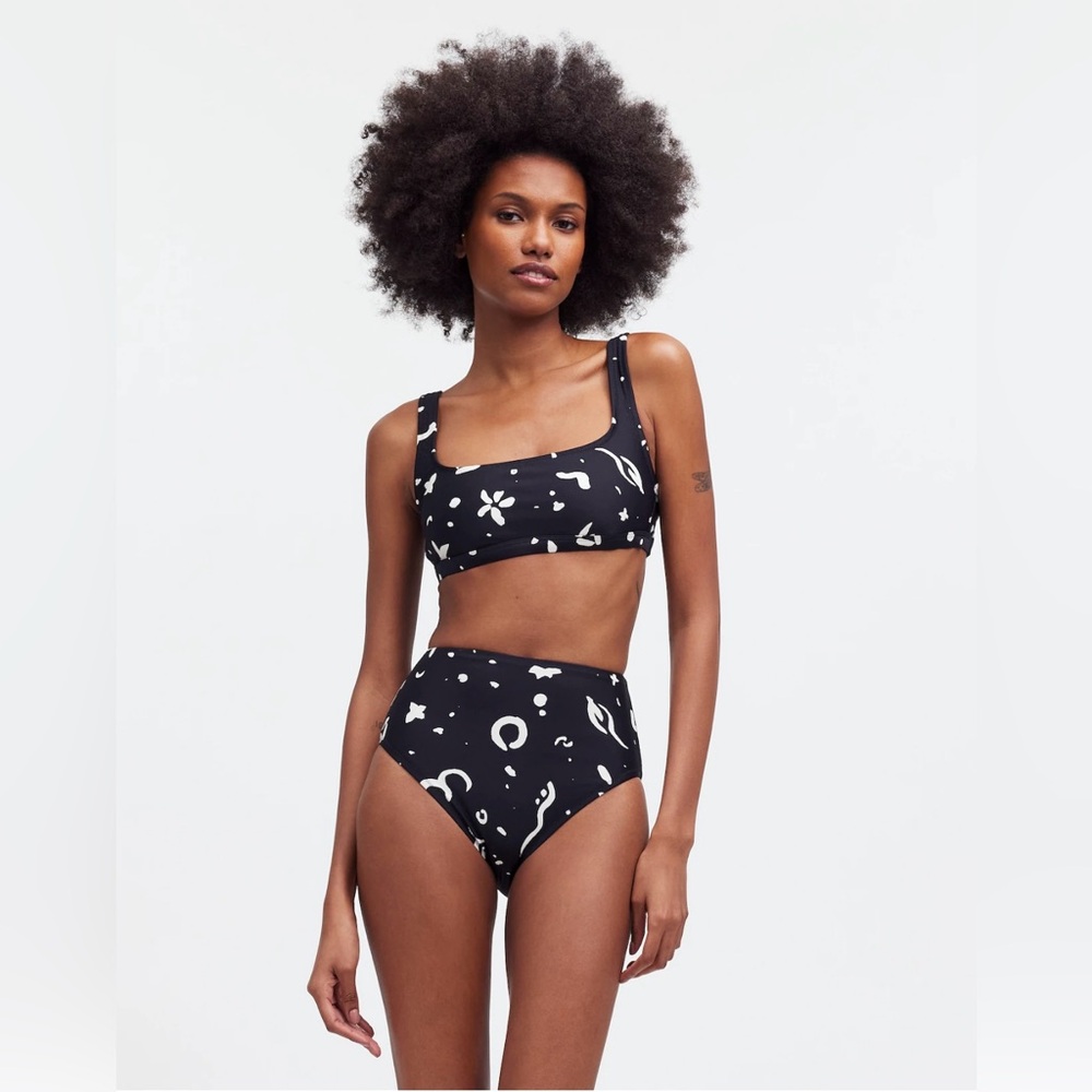 Madewell NWT Square-Neck Bikini Top & High-Waisted Bikini Bottom, size S
